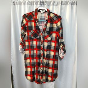 Passport Flannel Patterned Shirt-Dress
